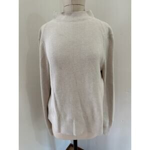 Lululemon Cotton-Blend Mock-Neck Sweater Heathered Bone Women's Large LW3HBGS